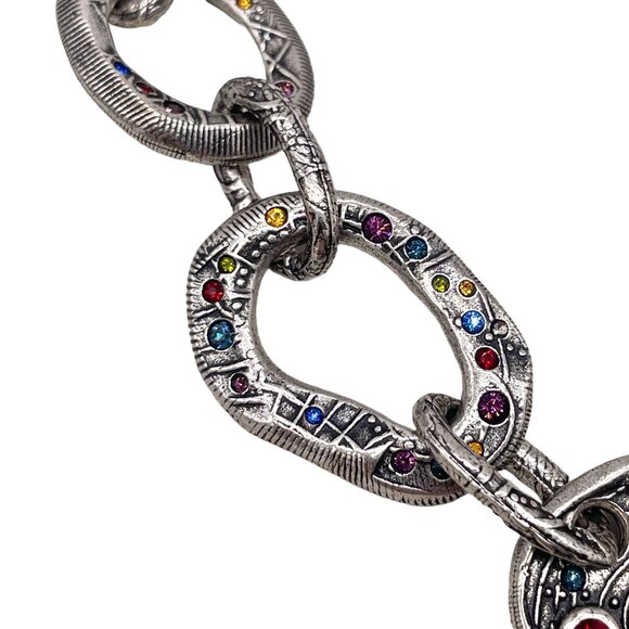 Patricia Locke Chunky Large Link Multi Crystal Chain Necklace RARE N229 - Picture 5 of 7
